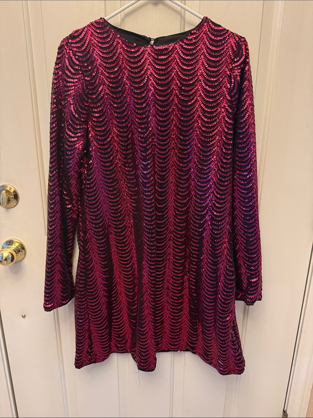 Magenta Sequin Long Sleeve Tunic